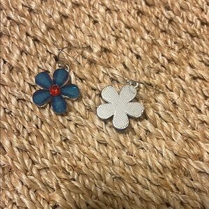 Blue and Silver Flower Earrings